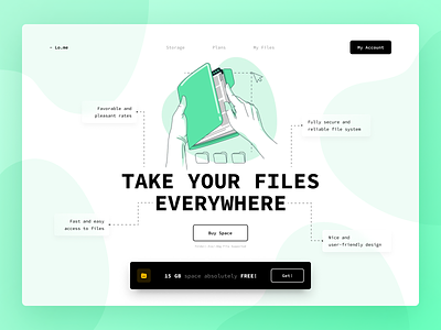 File system Lo.me cloud concept design digital figma file graphic design green illustration landing prototype simple storage system tiffany trend trendy typography ui ux