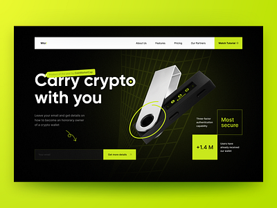 Crypto wallet Product page bitcoin concept crypto cryptocurrency design digital ethereum exchange graphic design green interface landing nft token typography ui uiux ux wallet web