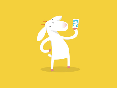 Goat Selfie animal cartoon character flat goat phone selfie
