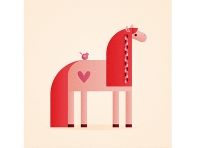 Horse art bird character digital horse illustration vector