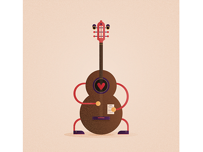 Guitar art character concept digital guitar illustration vector