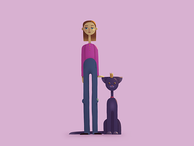 Woman with a cat art cat character character design concept digital flat flat character flat illustration illustration woman illustration