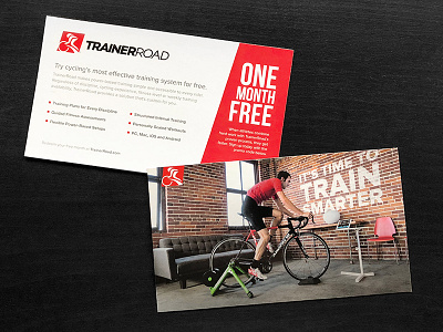 One Free Month branding cycling indoors photography postcard print training