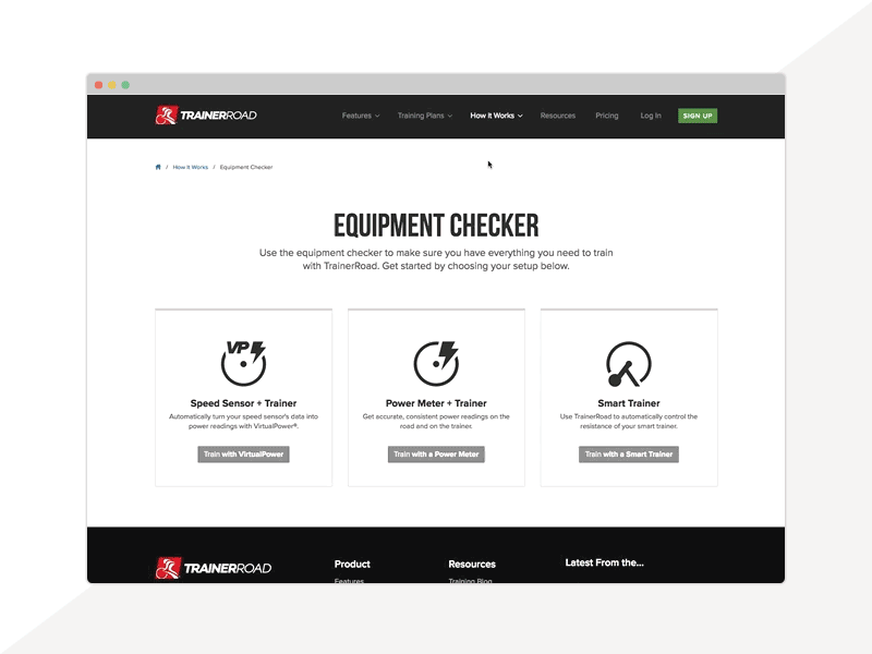 Equipment Checker animation branding cycling equipment layout web