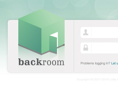 Backroom cms html login logo password ui web design