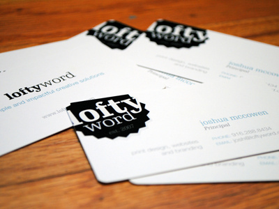Lofty Word Business Card business cards gloss logo print spot wood