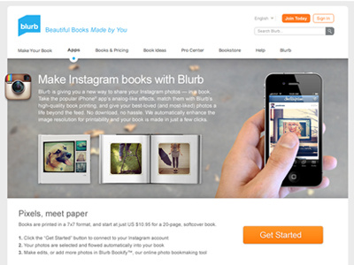 Instagram books with Blurb blurb books button iphone screenshot ui ux web design