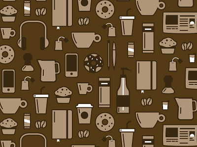 Coffee! branding coffee cup headphones illustration phone simple tea vector