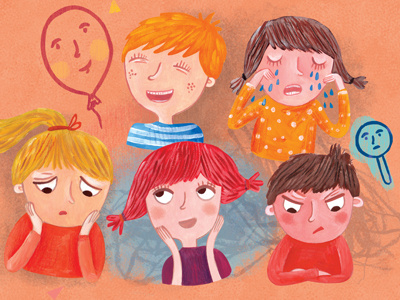 Children and emotions book children cover illustration