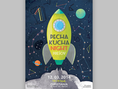 Pecha Kucha Night pecha kucha poster rocket space stars