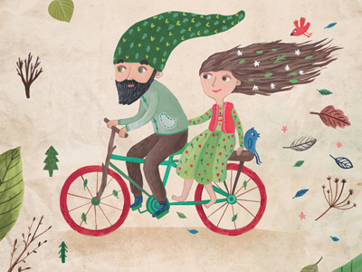 Bicycle bicycle dwarf fairy forest leaves