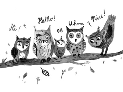 Owls children book illustration owl tree