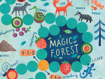 Magic forest badger children forest fox game illustration