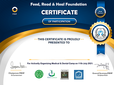 FRHF Certificate branding graphic design ui