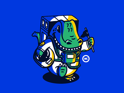 Astronaut Crocodile character vector