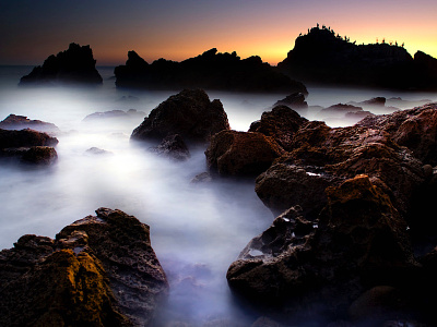 Ocean Mist Through Rocks ambience creative commons mystery ocean outdoors photocrops water