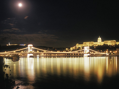 Nighttime Bridge Budapest Photocrops bridge creative commons light nighttime photo photocrops photography water