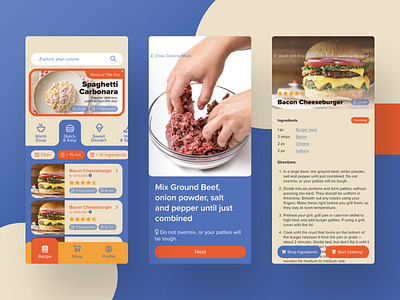 Food Recipe App Concept app cute delivery design eat food food app mobile pastel recipe trending ui ux vector