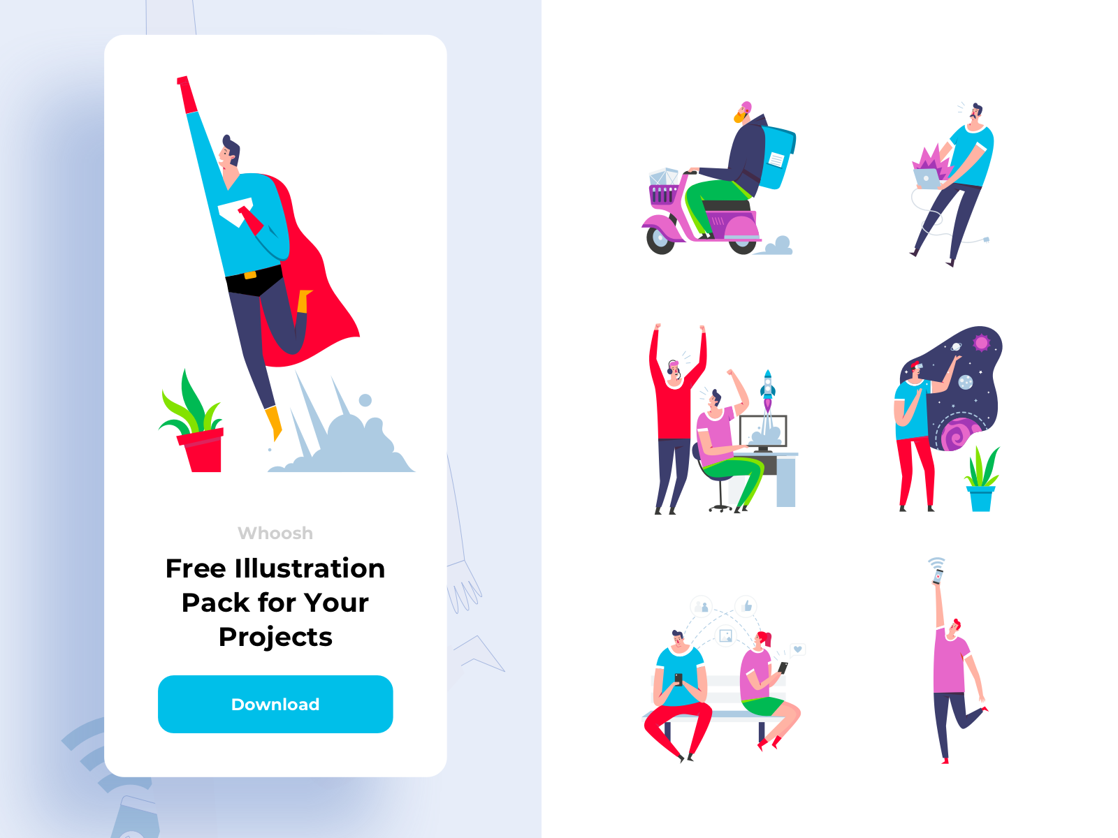 Whoosh! Free Illustrations design free freebie illustration illustrator mockup sketch ui