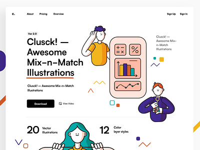 Clusck 2.0 design download illustration mock up ui