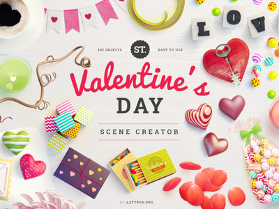 St. Valentine's Day Scene Creator box candles heart mock up valentine valentines