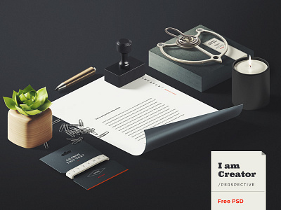 I am Creator / Perspective [Free] calligraphy free freebie header hero i am creator iso isometric lettering mockup