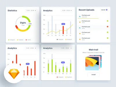 Design Starter Kit atomic design system chart dashboard ui design file freebie gallery graph mock up sketch statistics symbol system ui upload