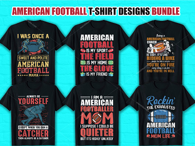 American Football T Shirt Design Bundle. etsy
