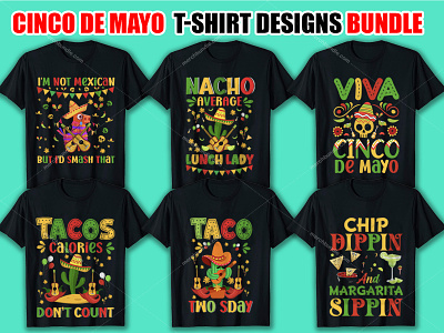 New Cinco de mayo T-Shirt Design Bundle branding cinco de mayo shirt cinco de mayo svg clothingbrand design etsy fashion graphic graphic design illustration logo merchbyamazon ui