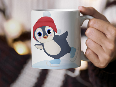 My cute penguin decorated the cup cute new year character