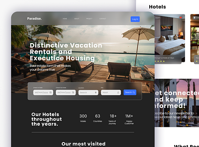 Paradise Hotel Booking Website Landing Page booking graphic design hotel ui ux web design website