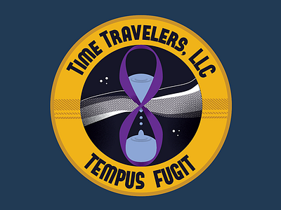 Time Travelers, LLC badge fake business illustration just for fun tempus fugit time travel vector