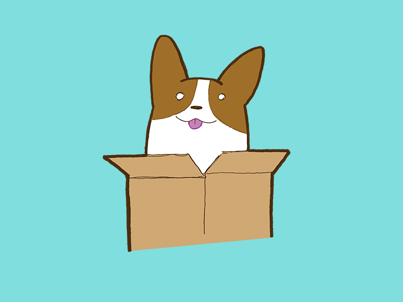 Blep hand-drawn photoshop illustration corgi