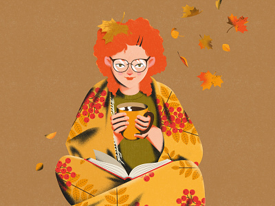 Autumn girl autumn book brandhero branding coffee illustration