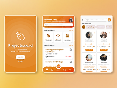 Projects.co.id UI Mobile Design mobile app job app freelance app app ux design ui