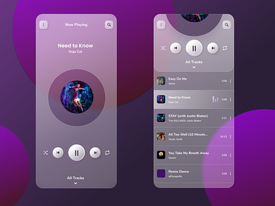 Glass Music Player UX/UI Design Exploration music player music app ux ui mobile app glassmorphism design app