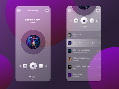 Glass Music Player UX/UI Design Exploration app design glassmorphism mobile app music app music player ui ux