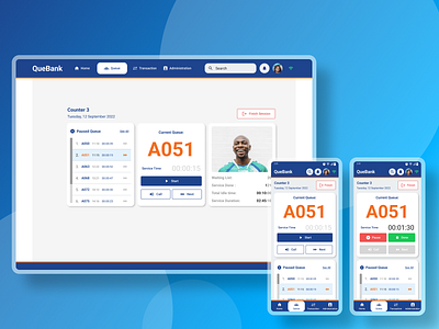 Responsive Banking Queue System UI