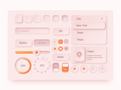 Neomorphism Design System - Pink & Orange design gradient neomorphism orange pink