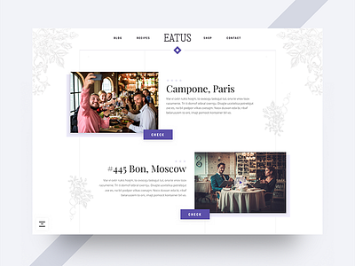 Eatus - Restaurant Reviews design desktop eat food moscow paris restaurant site ui ux violet website