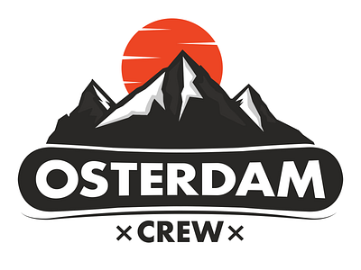 Osterdam Crew branding crew design logo mountains snow snowboard snowboarding sun sunset vector