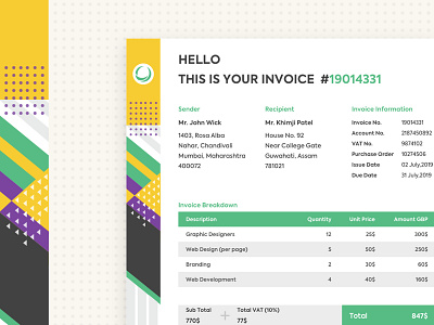 Invoice Design adobe design designer desktop inspiration typography ui uitrends ux web