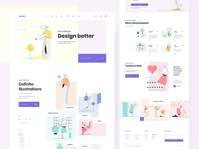 Illustration Set Concept Landing Page design designer desktop illustration inspiration typography ui uitrends ux vector web website