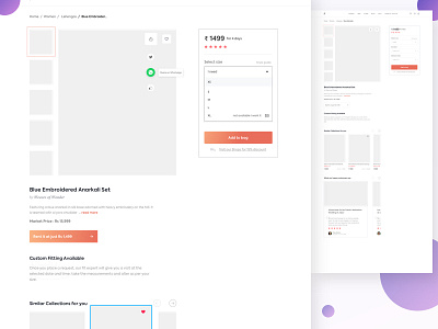 Product Detail Page (Wireframe) branding cart design desktop gradient icon orange social sticky ui vector web