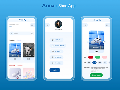 Arma - Shoe App app app design design mobile ui ui design uiux