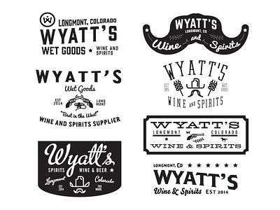 Wyatt's No. 1 badge branding cowboy hat john h ratajczak liquor store logos mustache revolver spirits store western wine