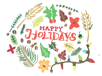 Holiday Card 2014 happy holidays hops illustration john h ratajczak leaves thyme wheat xmas