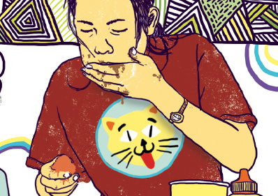 Fatbread Collective, Food Special illustration collective cat food pattern happy eating drawing