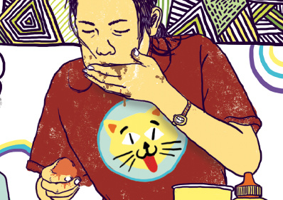 Fatbread Collective, Food Special cat collective drawing eating food happy illustration pattern