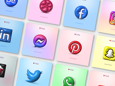 3D Illustration of Social Media Icons